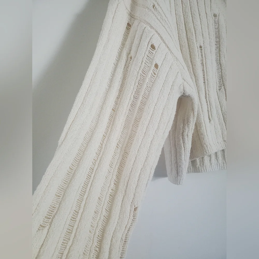 3 for $20 Zara Open Knit Distressed Cardigan - Picture 4 of 8